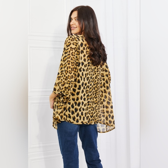 Melody Wild Muse Full Size Animal Print Kimono in Brown - Picture 3 of 5